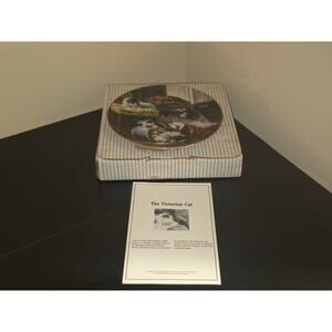 Cat Collectible Plate Wall Hanging W.S. George Mischief With The Hatbox 1990‎